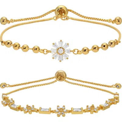 EYE CANDY LOS ANGELES EYE CANDY LOS ANGELES ALBA SET OF 2 CUBIC ZIRCONIA BOLO BRACELETS