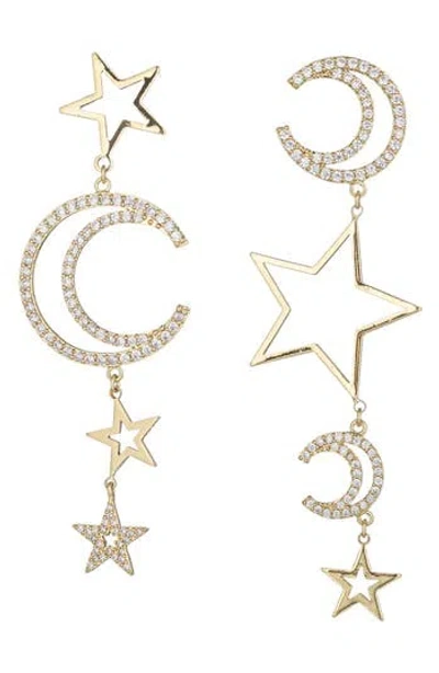 EYE CANDY LOS ANGELES EYE CANDY LOS ANGELES CELESTIAL STAR & MOON CZ DROP EARRINGS