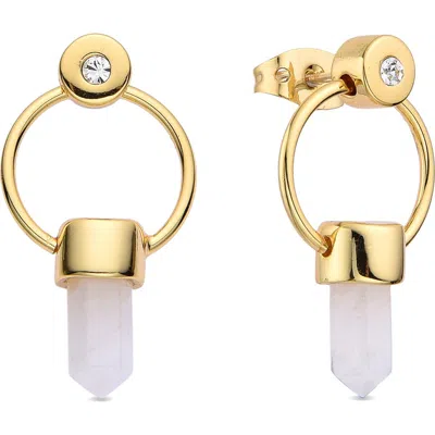EYE CANDY LOS ANGELES EYE CANDY LOS ANGELES CLEAR QUARTZ FRONTAL HOOP EARRINGS