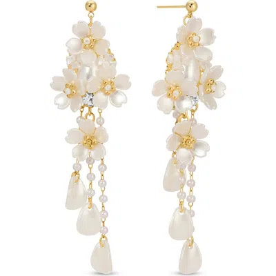 EYE CANDY LOS ANGELES EYE CANDY LOS ANGELES DINA PEARLESCENT BEAD FLOWER DROP EARRINGS