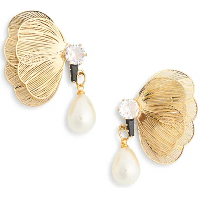 EYE CANDY LOS ANGELES EYE CANDY LOS ANGELES FRANCES BUTTERFLY FAUX PEARL DROP EARRINGS