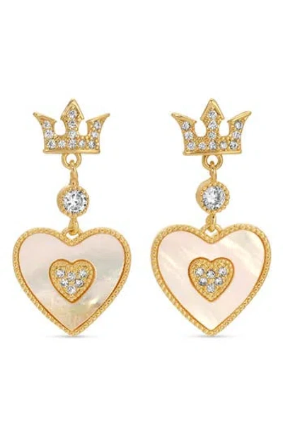 EYE CANDY LOS ANGELES EYE CANDY LOS ANGELES ISABELLA CUBIC ZIRCONIA CROWN & HEART DROP EARRINGS