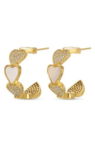 EYE CANDY LOS ANGELES EYE CANDY LOS ANGELES LUCILLE CUBIC ZIRCONIA HEART HUGGIE HOOP EARRINGS