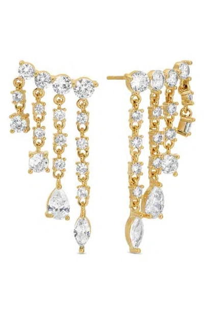EYE CANDY LOS ANGELES EYE CANDY LOS ANGELES MARIANA CUBIC ZIRCONIA FRINGE DROP CRAWLER EARRINGS