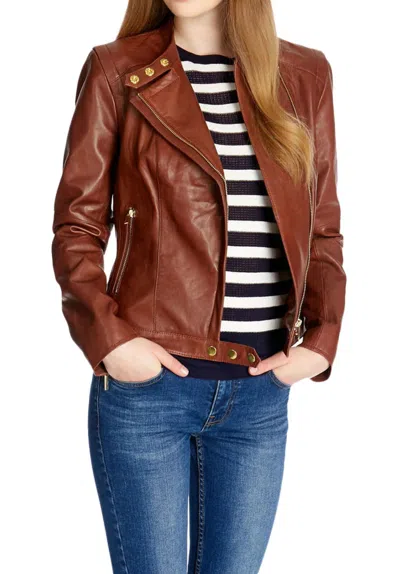 F&L DAMEN ECHT LAMMLEDER JACKE SLIM FIT BIKER HELLBRAUN JACKE COAT-WJ578
