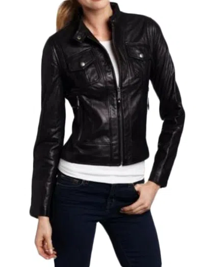 F&L DAMEN ECHT LAMMLEDER JACKE SLIM FIT BIKER SCHWARZE JACKE COAT-WJ454