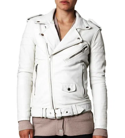 F&L HOT DAMEN ECHT LAMMLEDER JACKE SLIM FIT BIKER WEISS JACKE WJ481