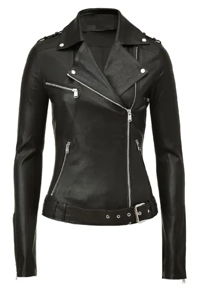 F&L KLASSISCH DAMEN ECHT LAMMLEDER ECHTLEDER JACKE SLIM FIT BIKER -WJ236