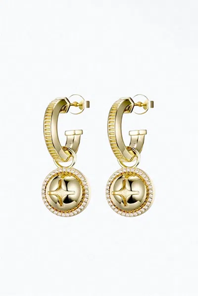 F+H STUDIOS HARDWARE CHARM HOOP EARRINGS IN GOLD/CLEAR