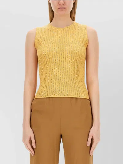 FABIANA FILIPPI MESH RHINESTONE KNITTED TOP