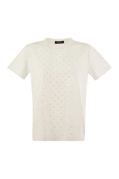 FABIANA FILIPPI FABIANA FILIPPI JERSEY T-SHIRT WITH ALL OVER EMBROIDERY