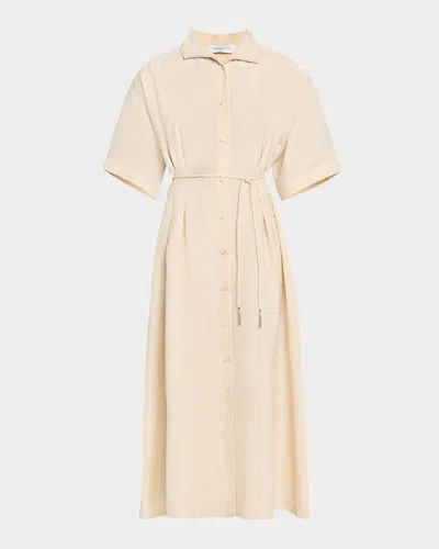 FABIANA FILIPPI PINTUCK CHAIN-TRIM MIDI SHIRTDRESS