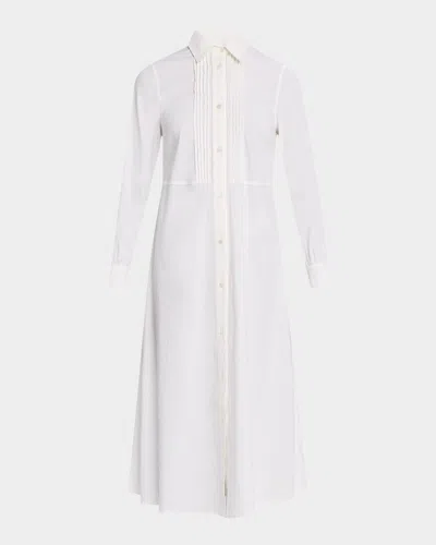 FABIANA FILIPPI PINTUCK STRETCH LINEN-VISCOSE MIDI SHIRTDRESS