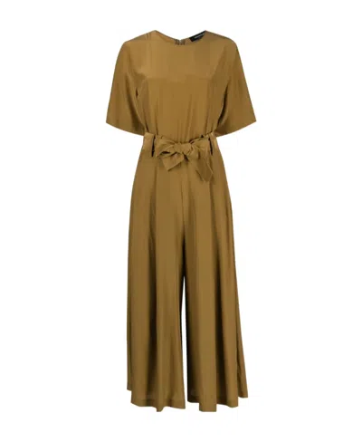 FABIANA FILIPPI ROUND-COLLAR BELTED JUMPSUIT