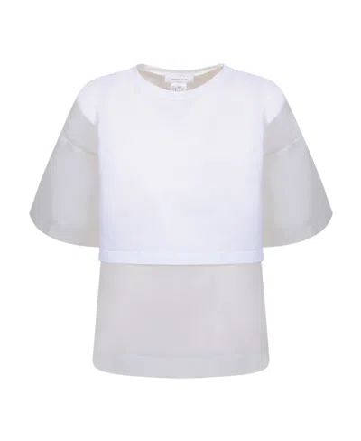 FABIANA FILIPPI FABIANA FILIPPI SEMI-SHEER PANELLED CREWNECK TOP
