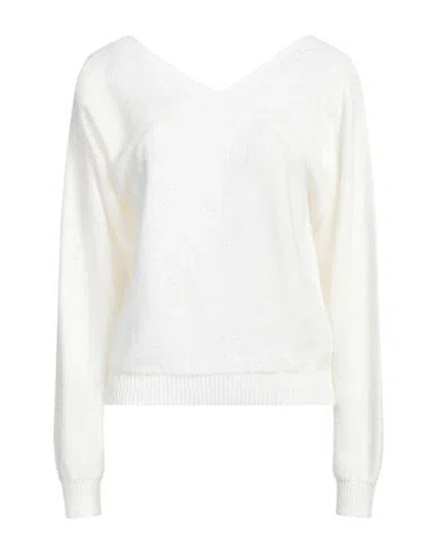 FABIANA FILIPPI FABIANA FILIPPI WOMAN SWEATER CREAM SIZE 8 COTTON, LINEN, POLYESTER