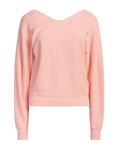 FABIANA FILIPPI FABIANA FILIPPI WOMAN SWEATER SALMON PINK SIZE 6 COTTON, LINEN, POLYESTER
