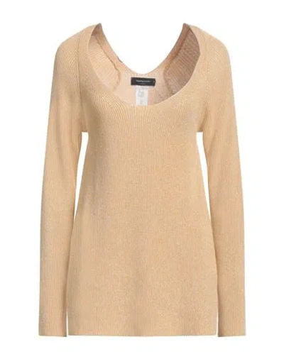 FABIANA FILIPPI FABIANA FILIPPI WOMAN SWEATER SAND SIZE 8 COTTON, VISCOSE, POLYESTER