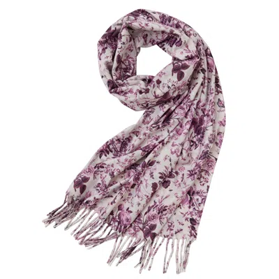 FABLE ENGLAND WOMEN'S RED FABLE RAMBLING ROSE HEAVYWEIGHT SCARF BURGUNDY