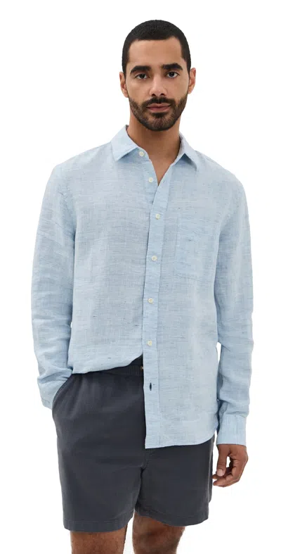 FAHERTY LINEN LAGUNA SHIRT LIGHT BLUE MELANGE