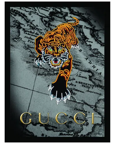 FAIRCHILD PARIS GUCCI TIGER ITALY MAP FRAMED PRINT