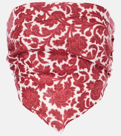 FAITHFULL ANTIBES FLORAL LINEN BANDEAU TOP