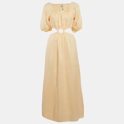 FAITHFULL THE BRAND ORANGE LINEN CUT-OUT TRIANITA MAXI DRESS M