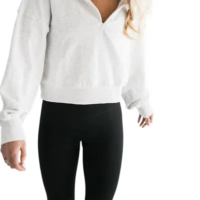 FALCON PARK MIA HALF ZIP SWEATSHIRT IN WHITE