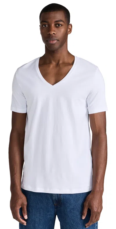FALKE COTTON V NECK TEE 2 PACK WHITE