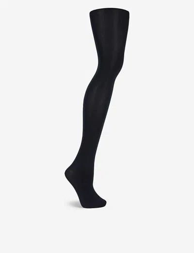 FALKE WOMENS 3009 BLACK SEIDENGLATT WOVEN TIGHTS