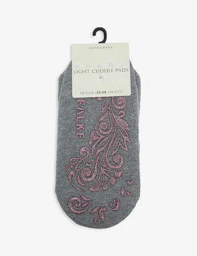 FALKE WOMENS SILVER CUDDLE PADS COTTON AND WOOL-BLEND SOCKS EUR 39-42/6-9 UK