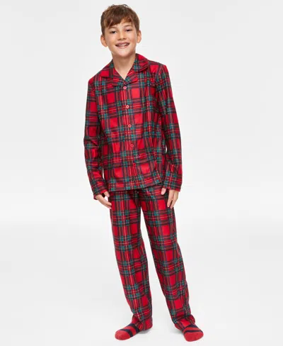 FAMILY PAJAMAS LITTLE & BIG KIDS BRINKLEY PLAID NOTCH COLLAR MATCHING FAMILY PAJAMAS SET, CREATED FOR MACY'S