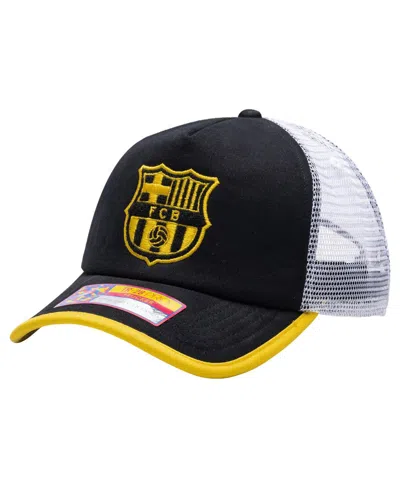 FAN INK MEN'S AND WOMEN'S BLACK BARCELONA STRIKE ONE8TH TRUCKER ADJUSTABLE HAT