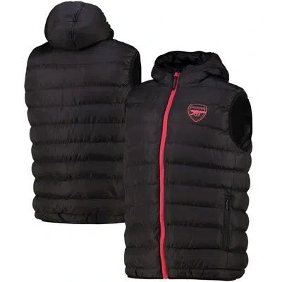 FANATICS ARSENAL FOOTBALL PADDED GILET JACKET HOODED FULL ZIP BLACK MENS