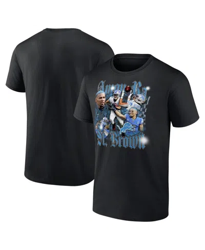 FANATICS MEN'S AMON-RA ST. BROWN BLACK DETROIT LIONS NOTORIOUS PLAYER GRAPHIC T-SHIRT