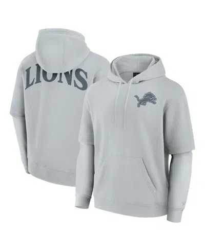FANATICS MEN'S AND WOMEN'S GRAY DETROIT LIONS SLEEK ELEMENTS PULLOVER HOODIE