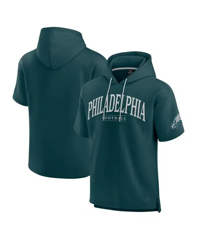 FANATICS MEN'S AND WOMEN'S GREEN PHILADELPHIA EAGLES ELEMENTS READY SHORT SLEEVE PULLOVER HOODIE