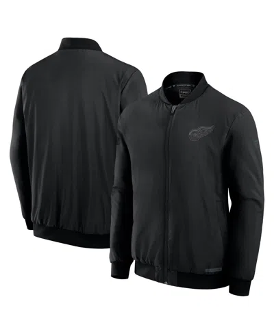 FANATICS MEN'S BLACK DETROIT RED WINGS AUTHENTIC PRO ROAD FULL-ZIP BOMBER JACKET