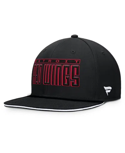 FANATICS MEN'S BLACK DETROIT RED WINGS FUNDAMENTAL GINO STACK SNAPBACK HAT