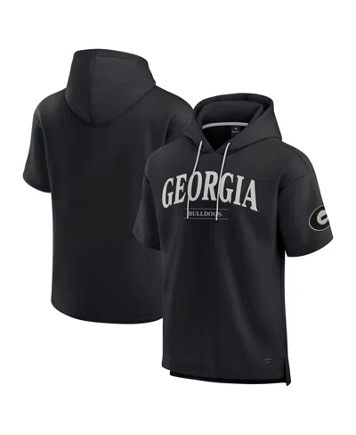 FANATICS MEN'S BLACK GEORGIA BULLDOGS READY SHORT SLEEVE PULLOVER HOODIE
