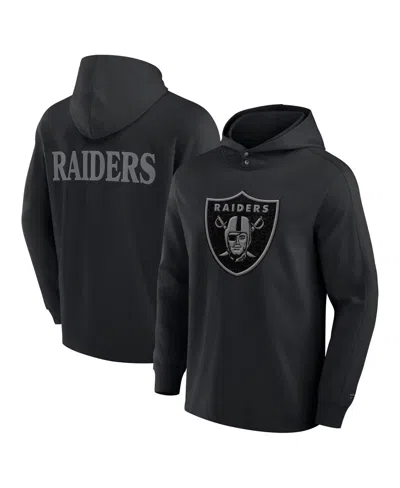 FANATICS MEN'S BLACK LAS VEGAS RAIDERS ELEMENTS BLAZE TRI-BLEND LONG SLEEVE HOODIE T-SHIRT