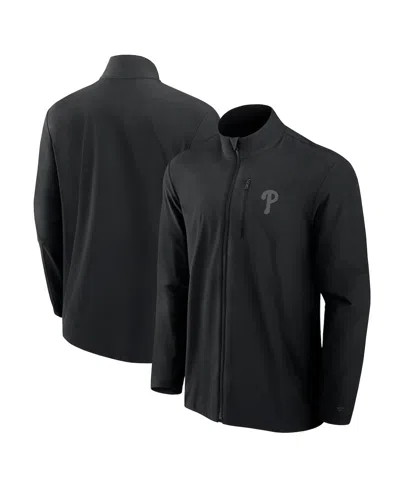 FANATICS MEN'S BLACK PHILADELPHIA PHILLIES FRONT OFFICE WOVEN FULL-ZIP JACKET