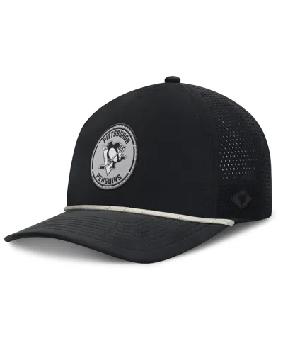 FANATICS MEN'S BLACK PITTSBURGH PENGUINS FRONT OFFICE PERFORMANCE A-FRAME ADJUSTABLE HAT