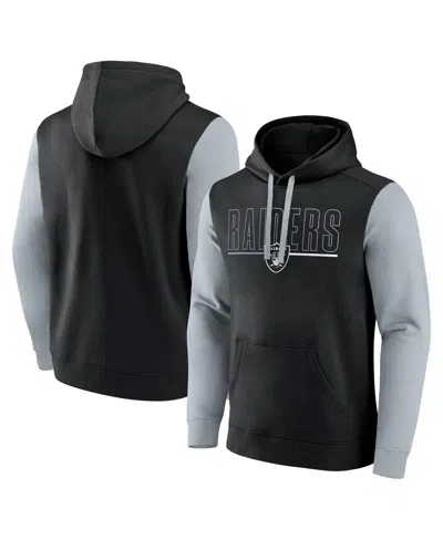 FANATICS MEN'S BLACK/SILVER LAS VEGAS RAIDERS OUTLINE PULLOVER HOODIE