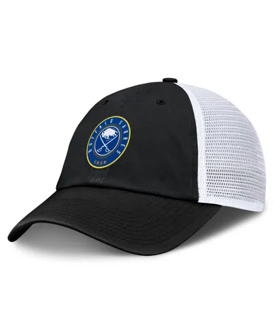 FANATICS MEN'S BLACK/WHITE BUFFALO SABRES AVERIE TRUCKER ADJUSTABLE HAT