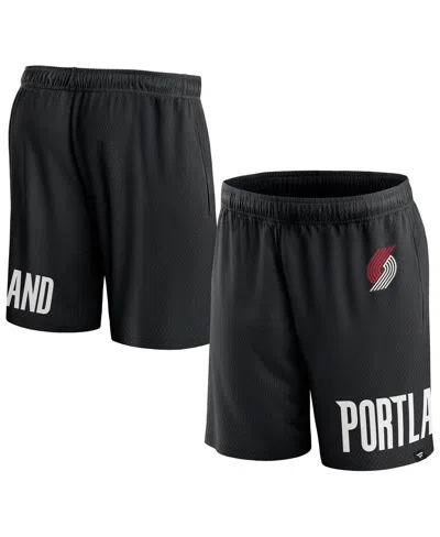FANATICS MEN'S FANATICS BLACK PORTLAND TRAIL BLAZERS FREE THROW MESH SHORTS