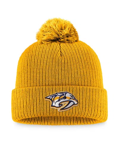 FANATICS MEN'S FANATICS GOLD NASHVILLE PREDATORS CORE PRIMARY LOGO CUFFED KNIT HAT WITH POM