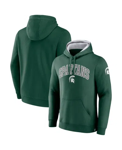 FANATICS MEN'S FANATICS GREEN MICHIGAN STATE SPARTANS ARCH AND LOGO TACKLE TWILL PULLOVER HOODIE