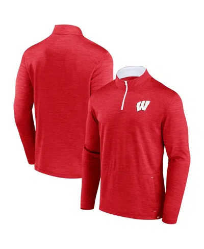 FANATICS MEN'S FANATICS RED WISCONSIN BADGERS CLASSIC HOMEFIELD QUARTER-ZIP TOP