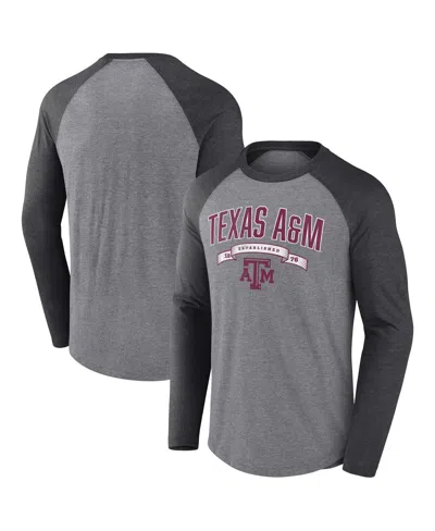 FANATICS MEN'S GRAY TEXAS A M AGGIES BANNER YEAR TRI-BLEND RAGLAN LONG SLEEVE T-SHIRT